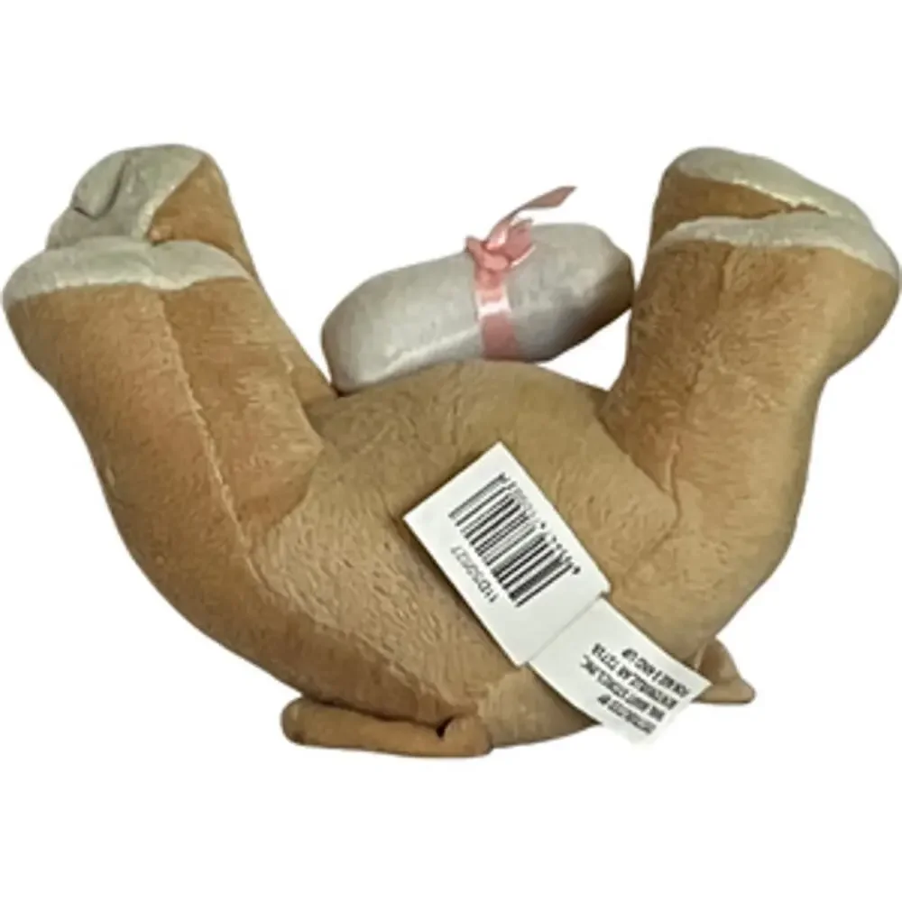 Brown Perked Eared Puppy Plush with Bone Small Medium